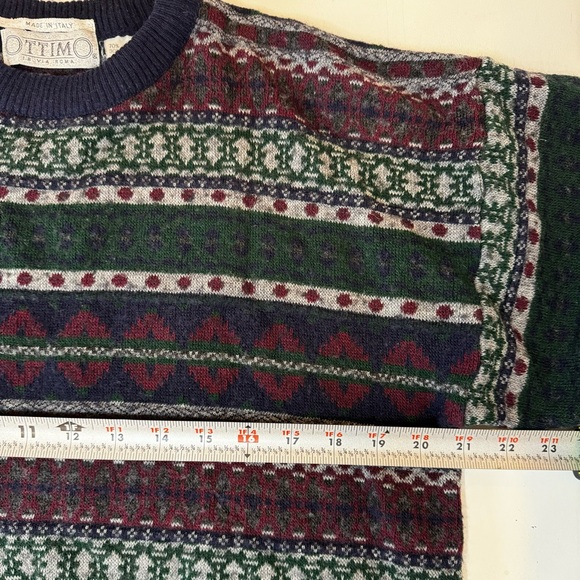 Vintage Ottimo Men's Size Large Maroon Navy/Purple Wool Blend Crewneck Sweater - Picture 9 of 13